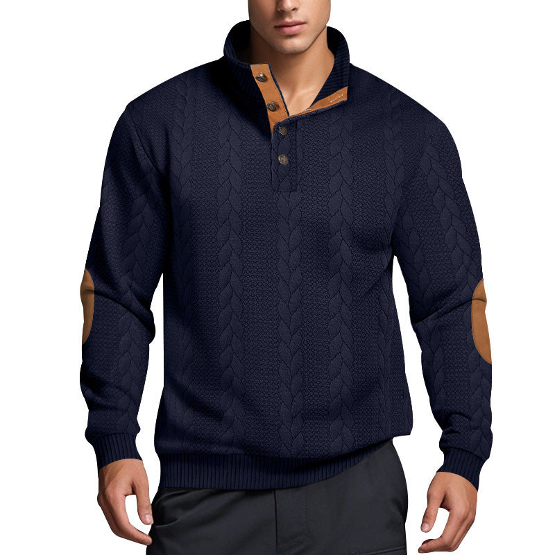 Herren Strickpullover mit hohem Kragen und strukturiertem Muster Aliams