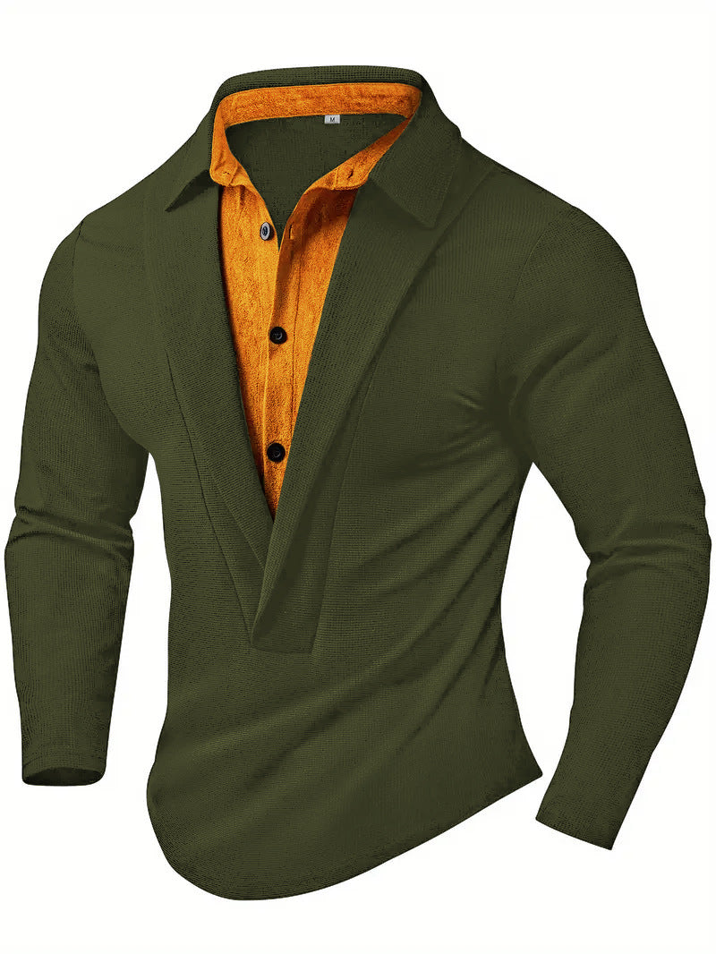Herren Elegantes Langarmhemd mit modernem Kragen und texturiertem Design Aliams