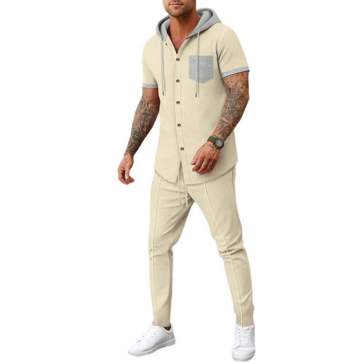 Herren athletisches Kurzarm-Outfit mit Kapuze Aliams