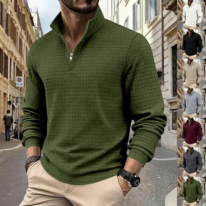 Herren Sweatshirt mit halbem Reißverschluss und strukturiertem Design Aliams