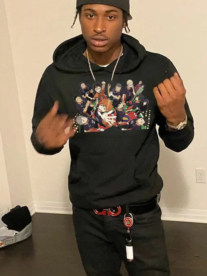 Herren Hoodie mit stylishem Anime-Druck Aliams