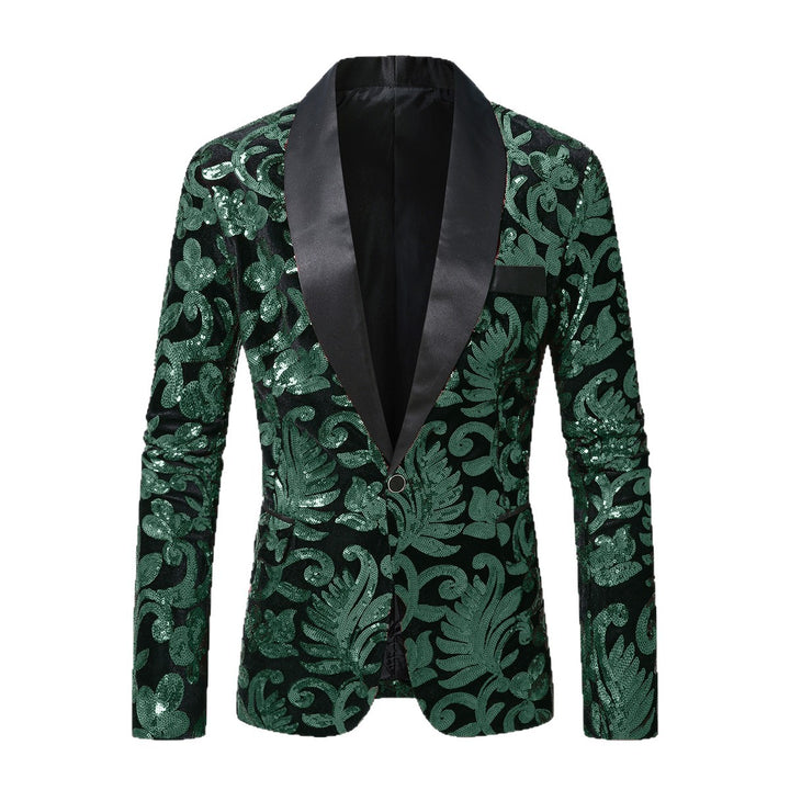 Herren eleganter Pailletten-Blazer im luxuriösen floralem Design Aliams