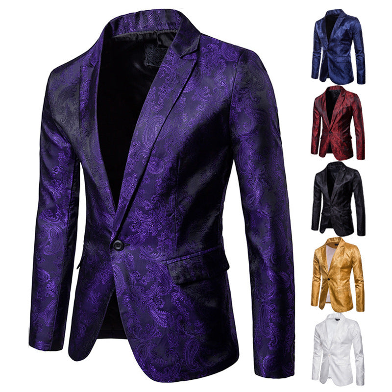 Herren eleganter Jacquard Blazer mit feinem Muster und schmalem Schnitt Aliams