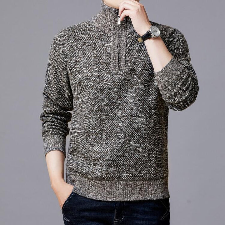 Herren Strickpullover mit modernem Stehkragen und strukturierter Oberfläche Aliams