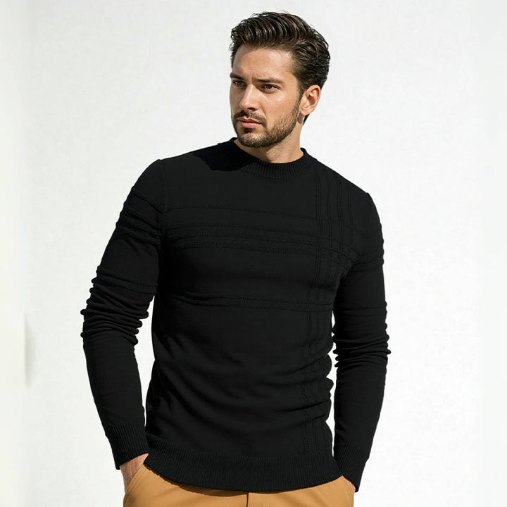 Herren Pullover mit modernem Strukturdesign und hohem Kragen Aliams