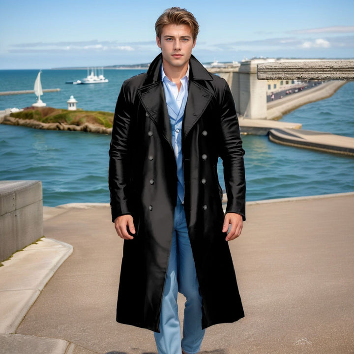 Herren Eleganter und glänzender Trenchcoat Aliams