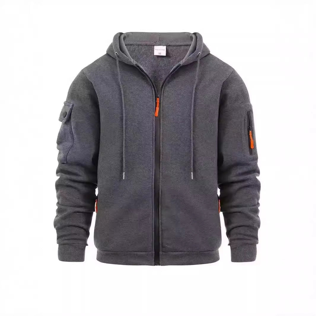 Herren funktionale Kapuzenjacke mit praktischen Reißverschlusstaschen Aliams