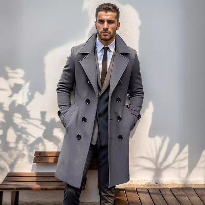 Herren eleganter doppelreihiger Übercoat Aliams