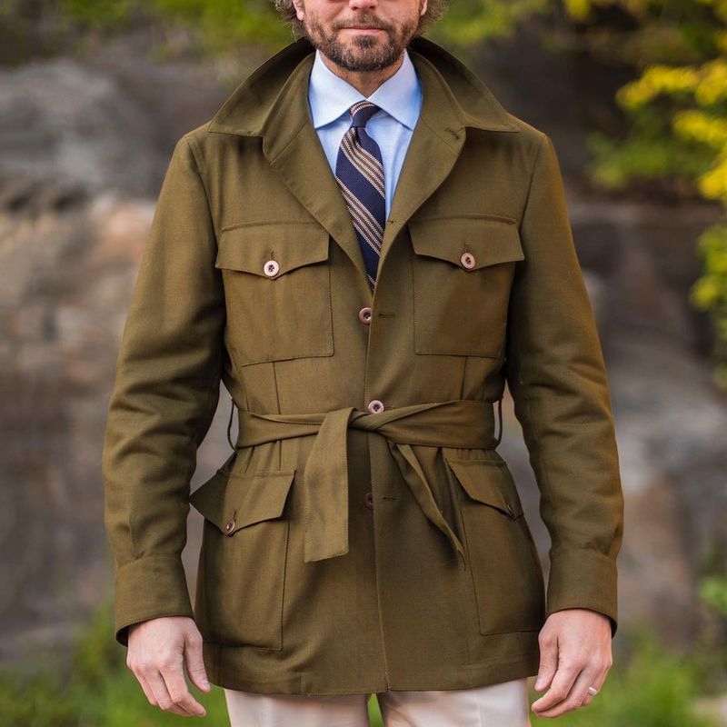 Herren Utility-Jacke mit Taillengürtel und funktionellen Taschen Aliams
