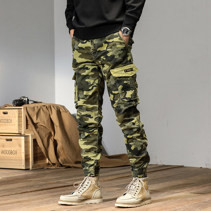 Herren Cargo-Hose mit Camouflage-Muster und praktischen Taschen Aliams