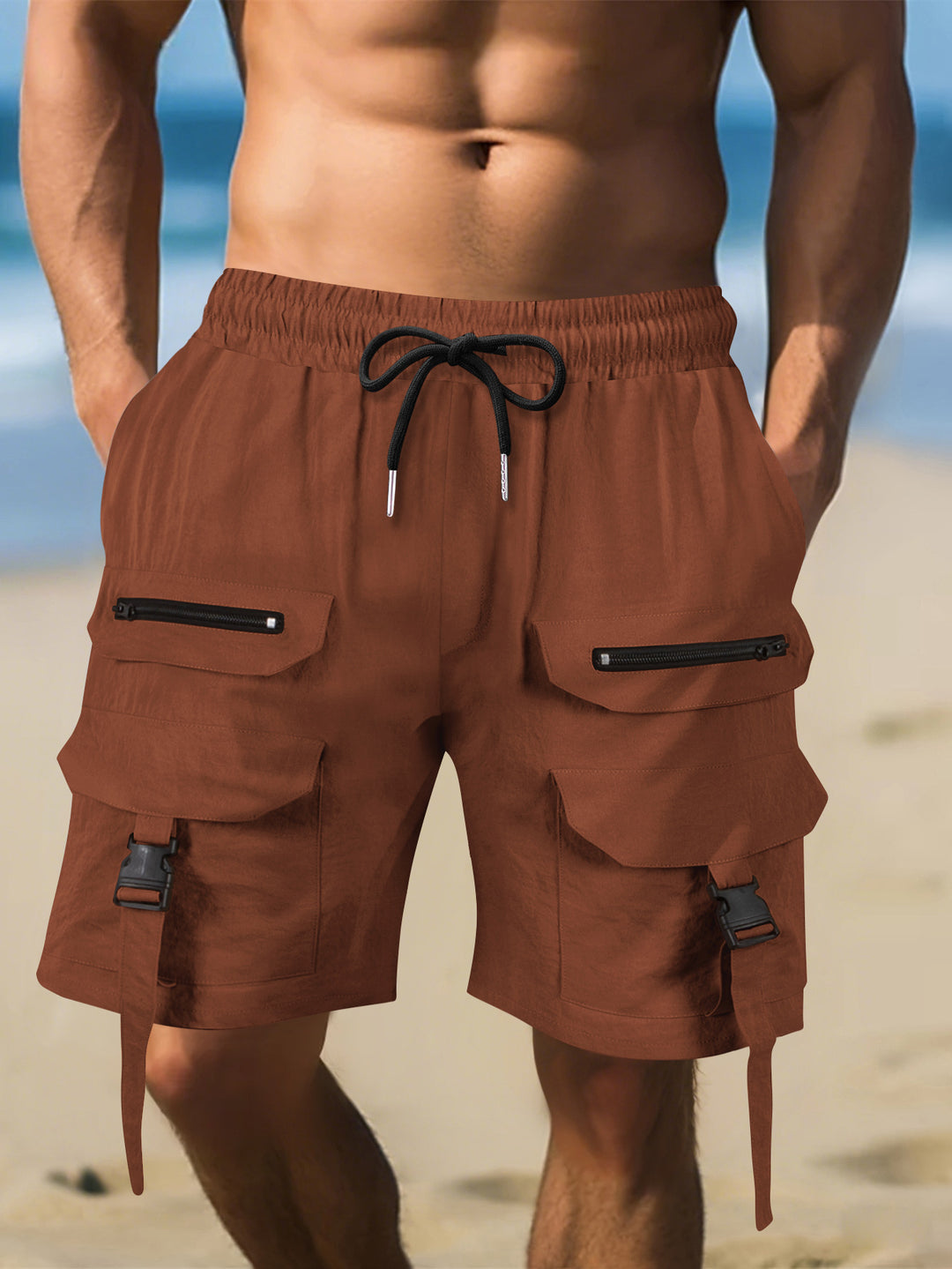 Herren Cargo-Shorts mit multifunktionalen Taschen und verstellbarem Bund Aliams