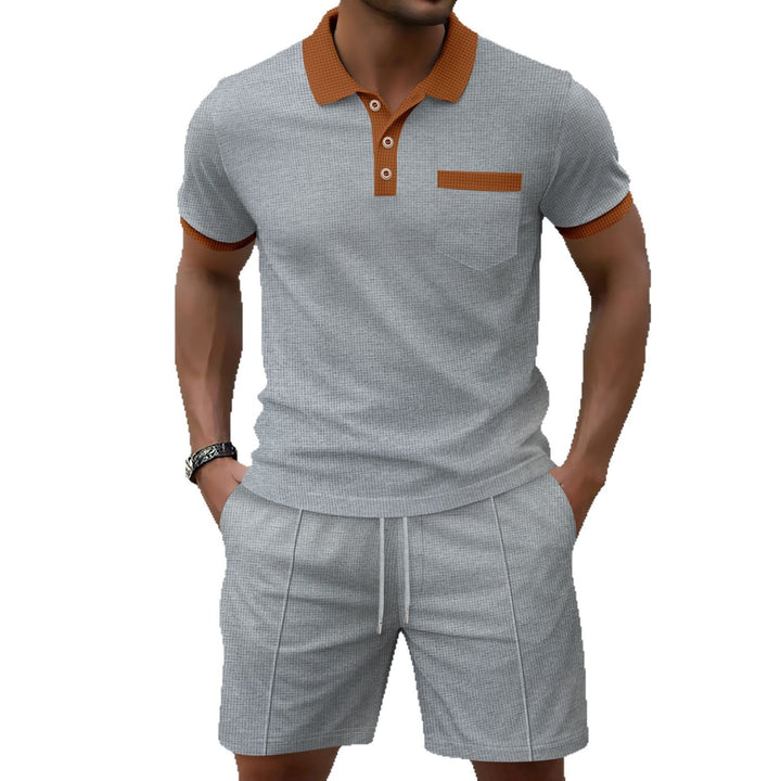 Herren Sportliches Freizeitset mit kontrastierendem Kragen und praktischen Taschen Aliams