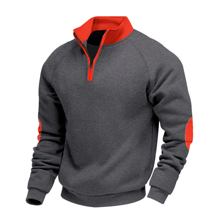 Herren sportlicher Pullover mit innovativem Reißverschluss und Kontrastarmdetails Aliams