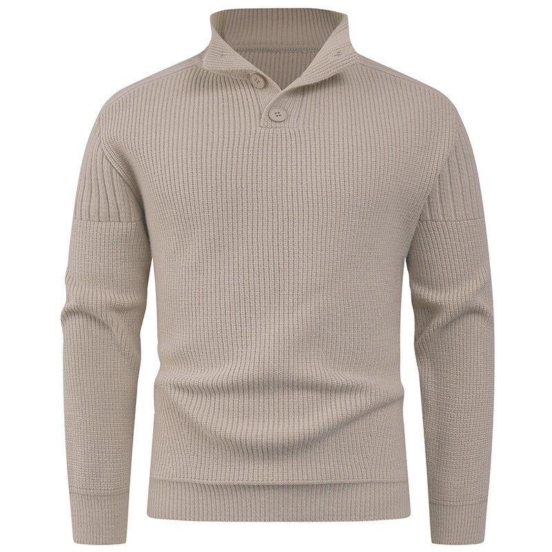 Herren Strickpullover mit hohem Kragen und Knopfdetails Aliams