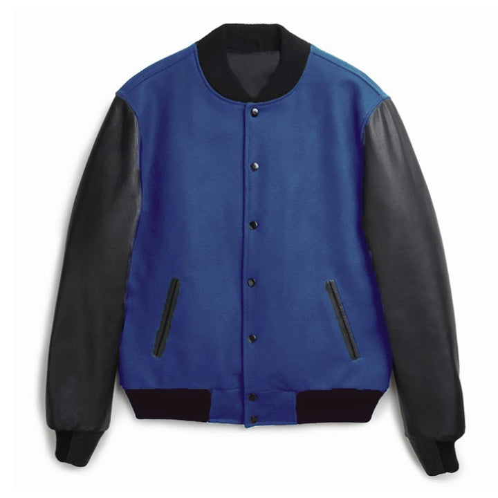 Herren stylische Collegejacke mit Lederärmeln Aliams