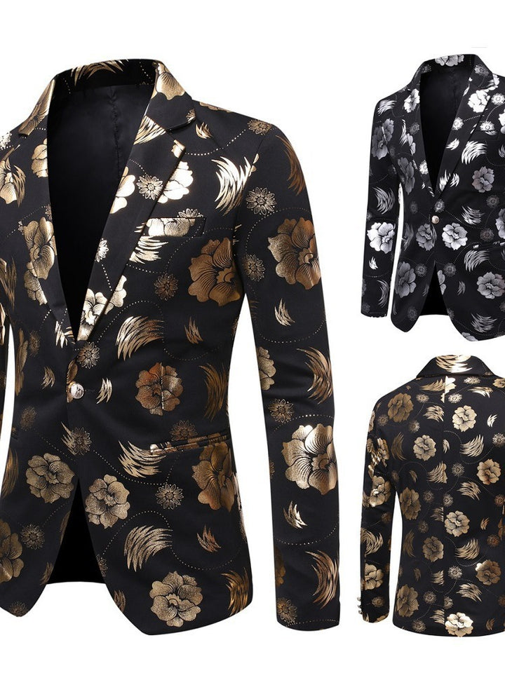 Herren eleganter Blazer mit luxuriösem Blumenmuster Aliams