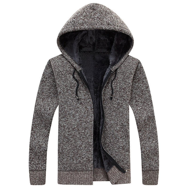Herren bequeme Fleece-Jacke mit Kapuze und weichem Innenfutter Aliams