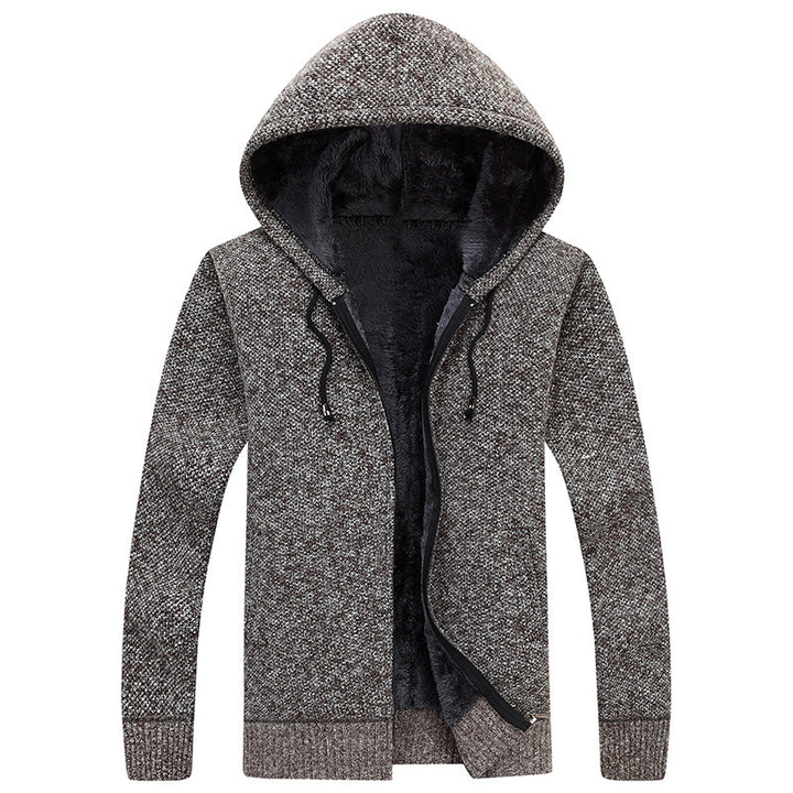 Herren bequeme Fleece-Jacke mit Kapuze und weichem Innenfutter Aliams