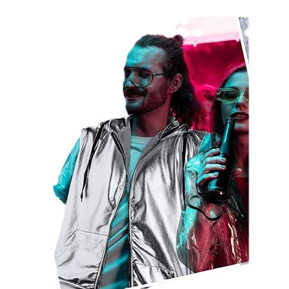 Herren Kapuzenweste mit glänzendem Obermaterial und praktischen Taschen Aliams