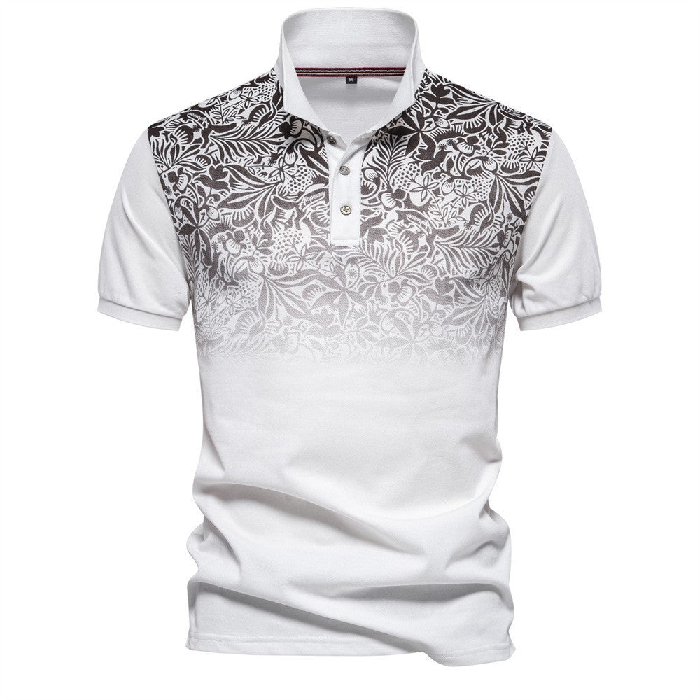 Herren Kurzarm Poloshirt mit floralen Mustern und modernen Designelementen Aliams