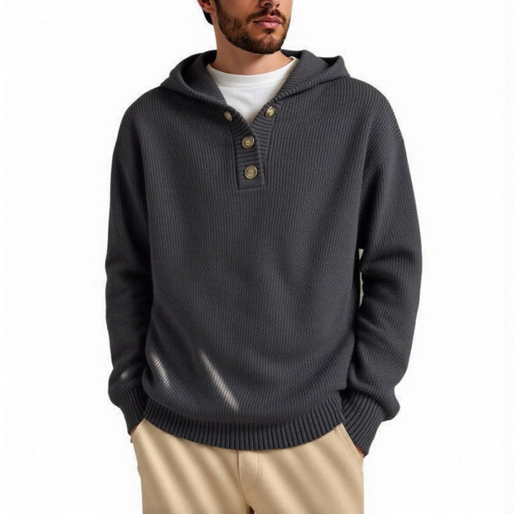 Herren Kapuzenpullover mit strukturiertem Zopfmuster Aliams