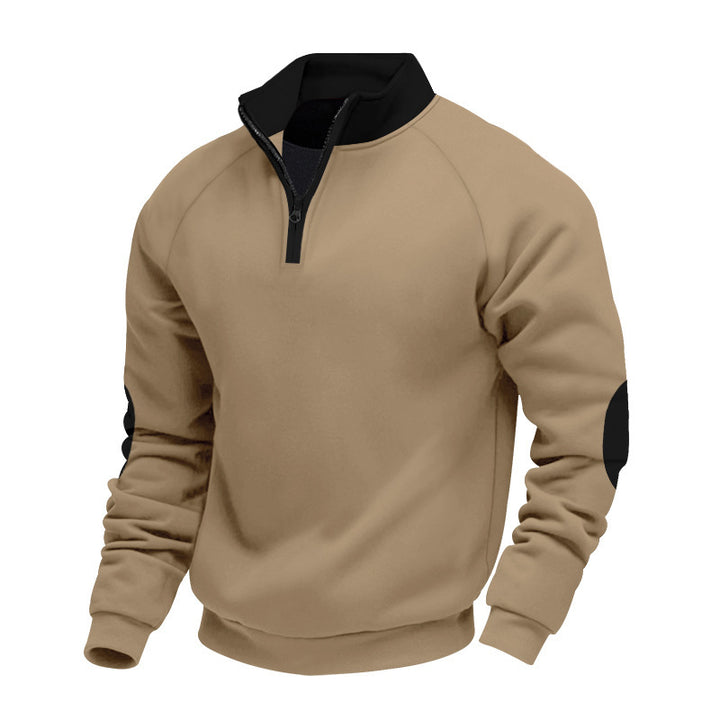 Herren Fleece-Pullover mit Stehkragen und Reißverschluss Aliams