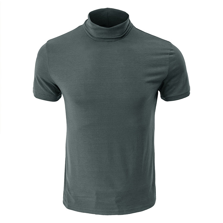 Herren Kurzarm-T-Shirt mit hohem Kragen und elastischem Material Aliams