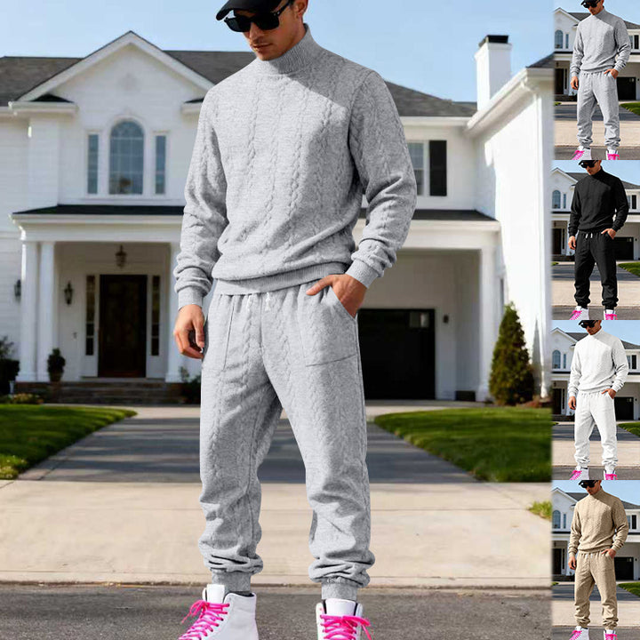 Herren Grobstrick Freizeitanzug mit hohem Kragen Aliams