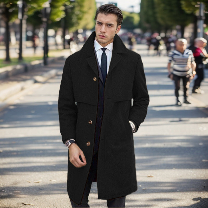 Herren eleganter Wollmantel mit doppelter Knopfleiste und modernem Design Aliams