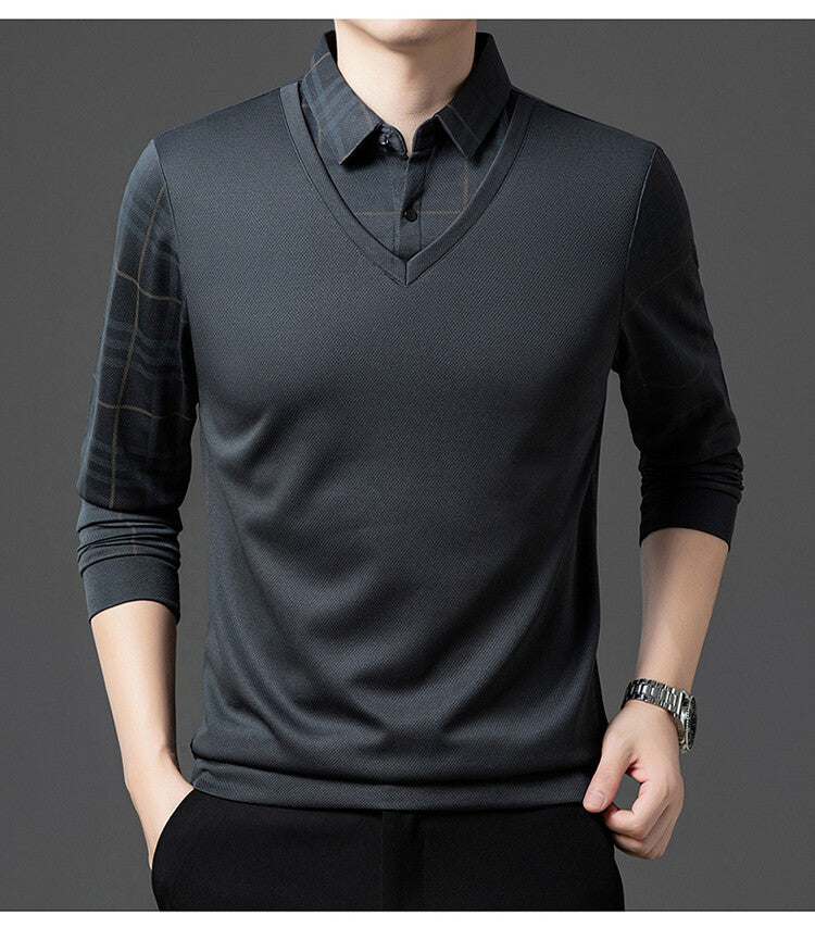 Herren eleganter V-Pullover mit strukturierten Ärmeln Aliams