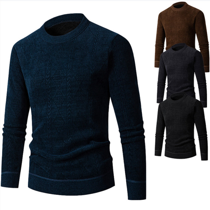 Herren Strickpullover mit strukturiertem Zopfmuster und hohem Kragen Aliams