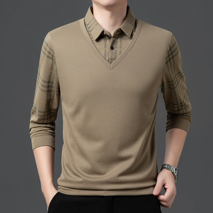 Herren eleganter V-Pullover mit strukturierten Ärmeln Aliams