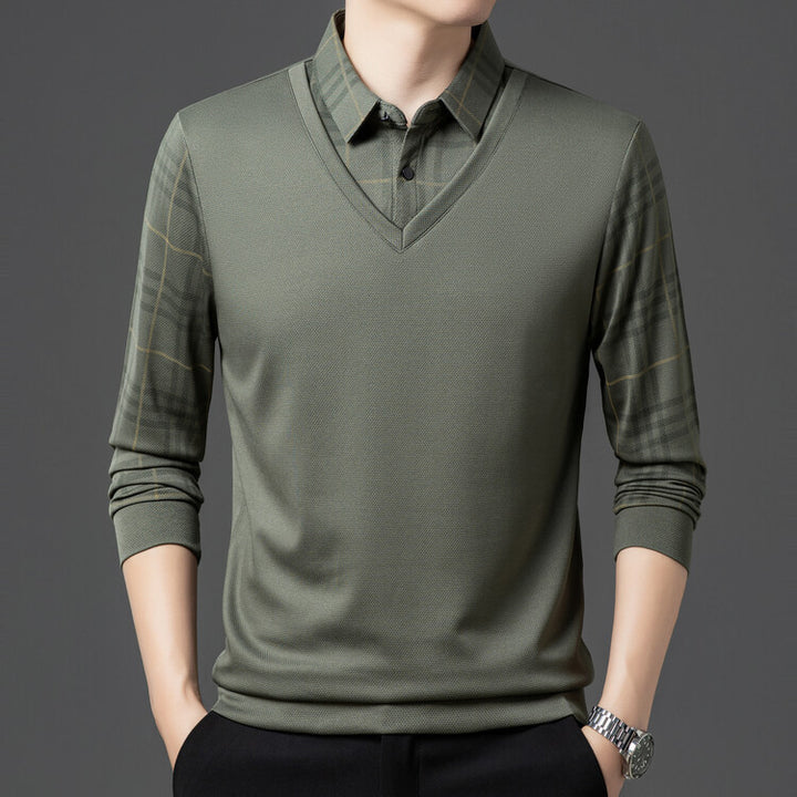 Herren eleganter V-Pullover mit strukturierten Ärmeln Aliams