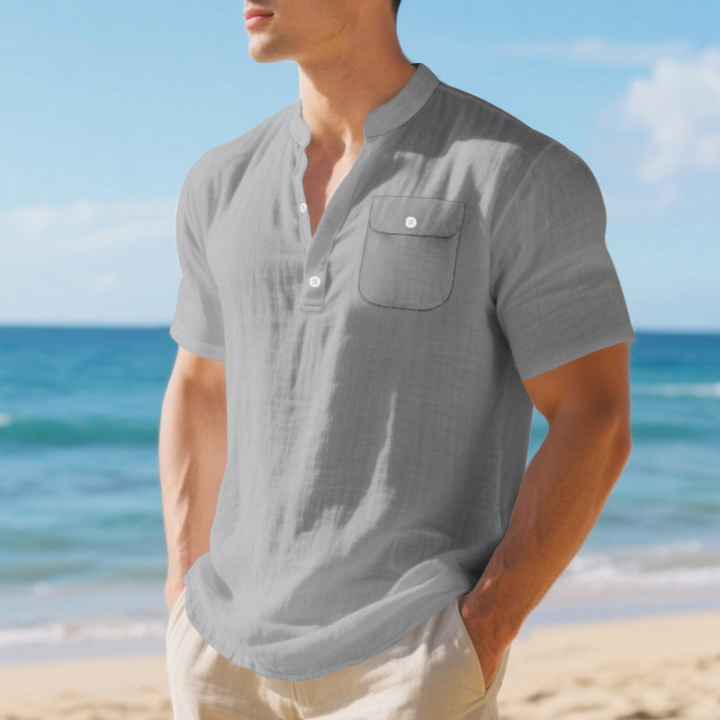 Herren Kurzarm-Hemd mit Knopfleiste und praktischer Brusttasche Aliams