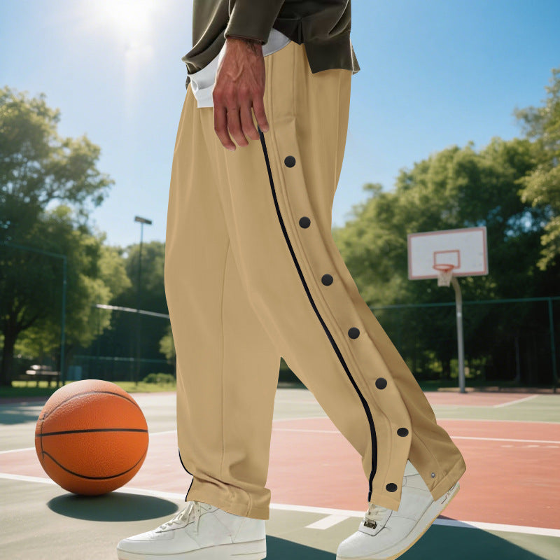 Herren Sportliche Freizeit-Hose mit Knopfdetails und Kontraststreifen Aliams