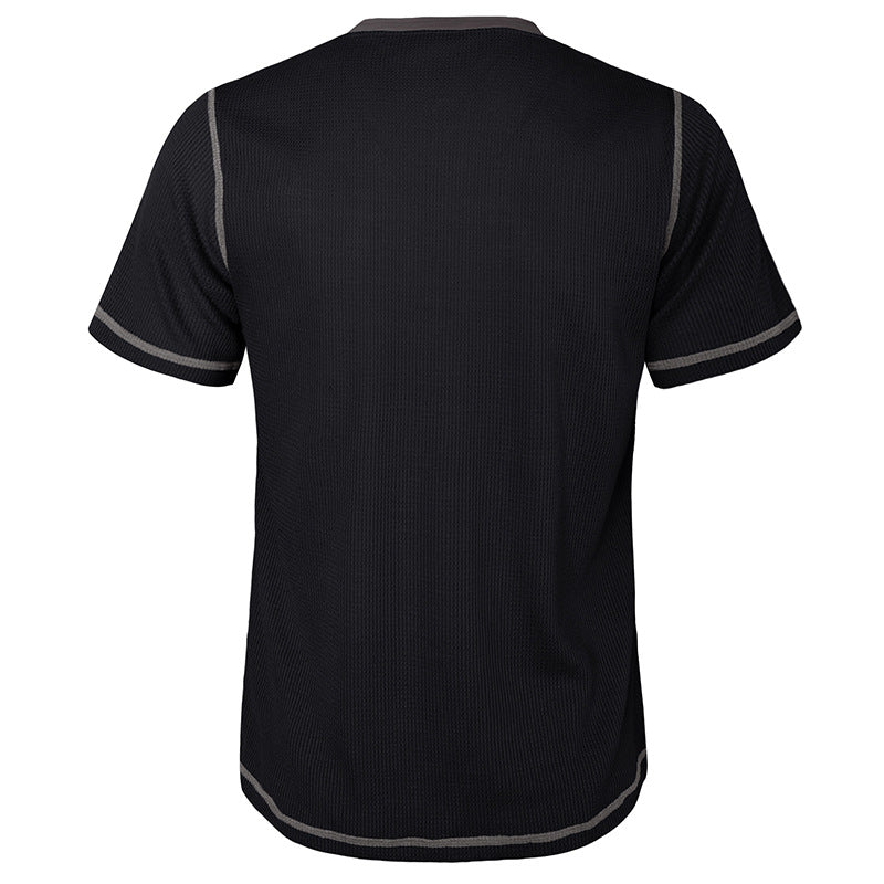 Herren Kurzarm-Henley-Shirt mit kontrastierenden Designelementen Aliams