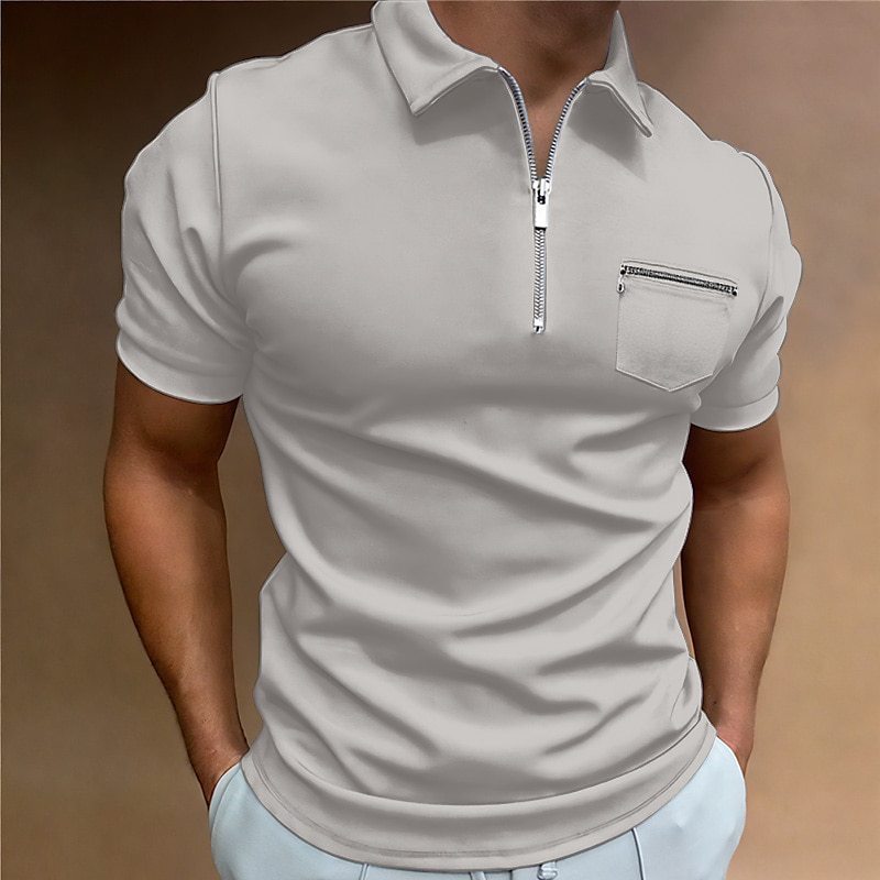 Herren Poloshirt mit modischem Reißverschluss und praktischer Brusttasche Aliams