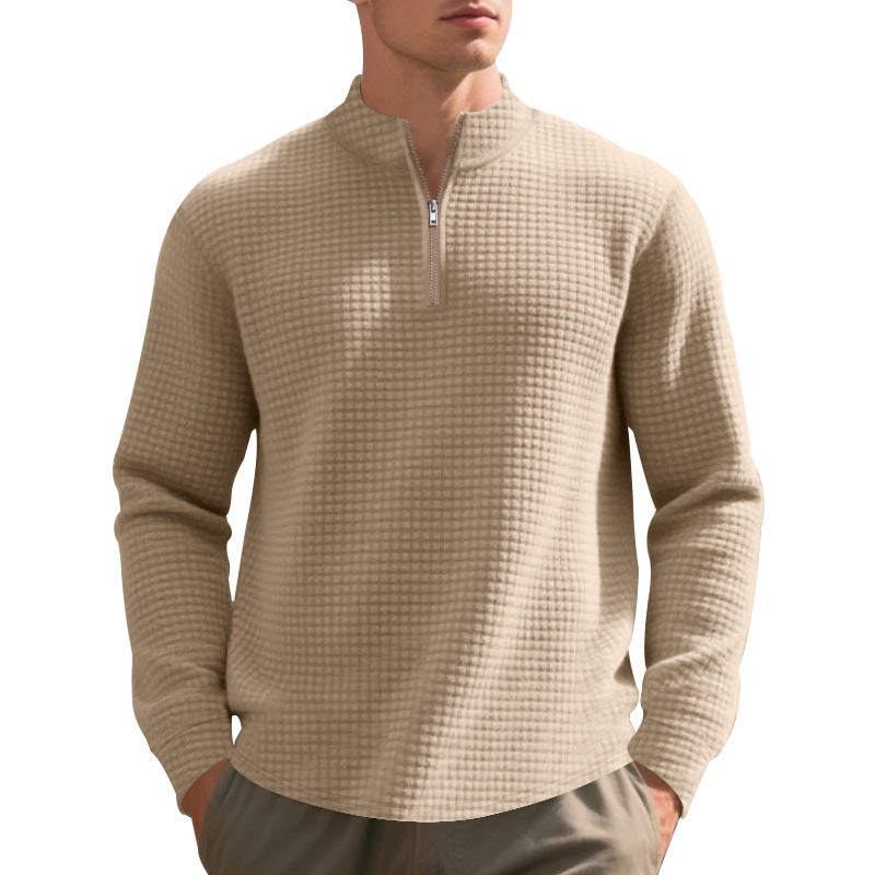 Herren Sportpullover mit Halbreißverschluss und strukturiertem Design Aliams