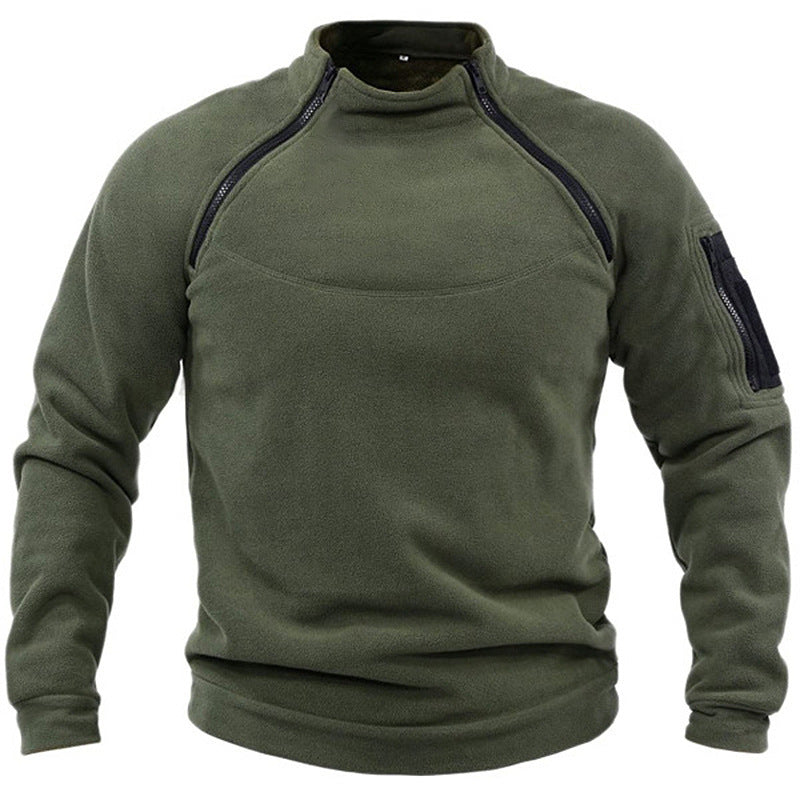 Herren Fleece-Pullover mit Reißverschluss und Taschen Aliams