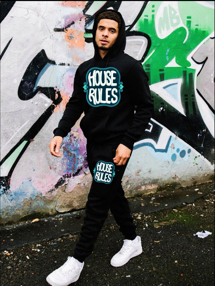 Herren Sportliches Hoodie- und Jogginghose-Set mit dynamischem Schriftzug Aliams