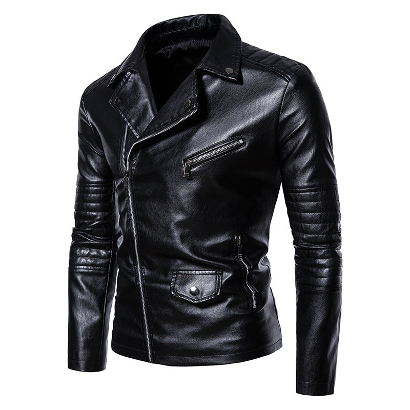 Herren stylische Bikerjacke mit asymmetrischem Reißverschluss und praktischen Taschen Aliams