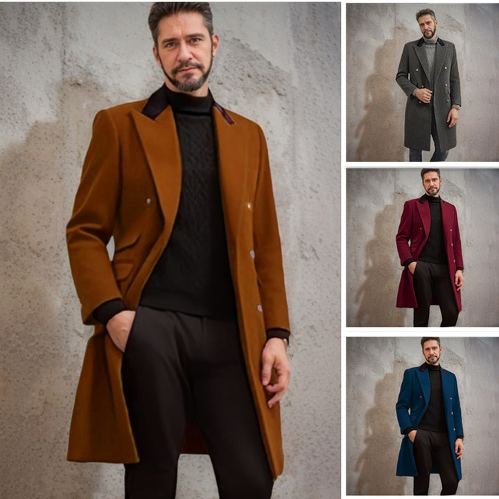 Herren eleganter Longblazer mit Doppelreihe Aliams