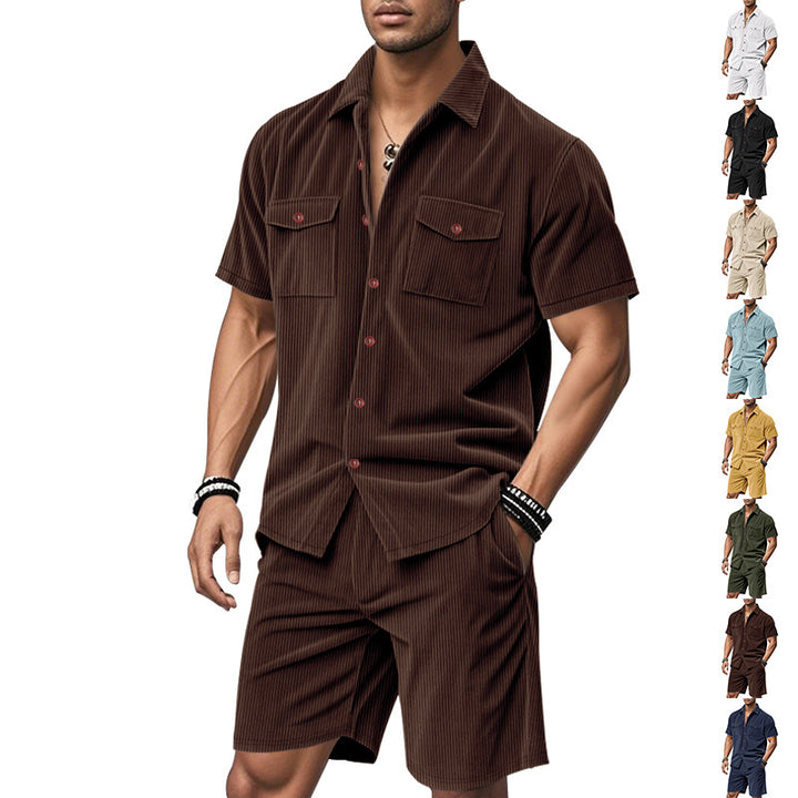 Herren elegantes Kurzarmhemd und kurze Hose Set Aliams