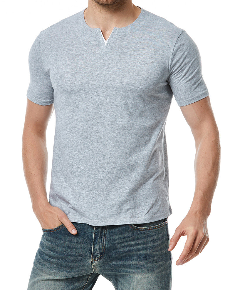 Herren Kurzarm-Henley-Shirt mit modernem Ausschnitt und bequemer Passform Aliams