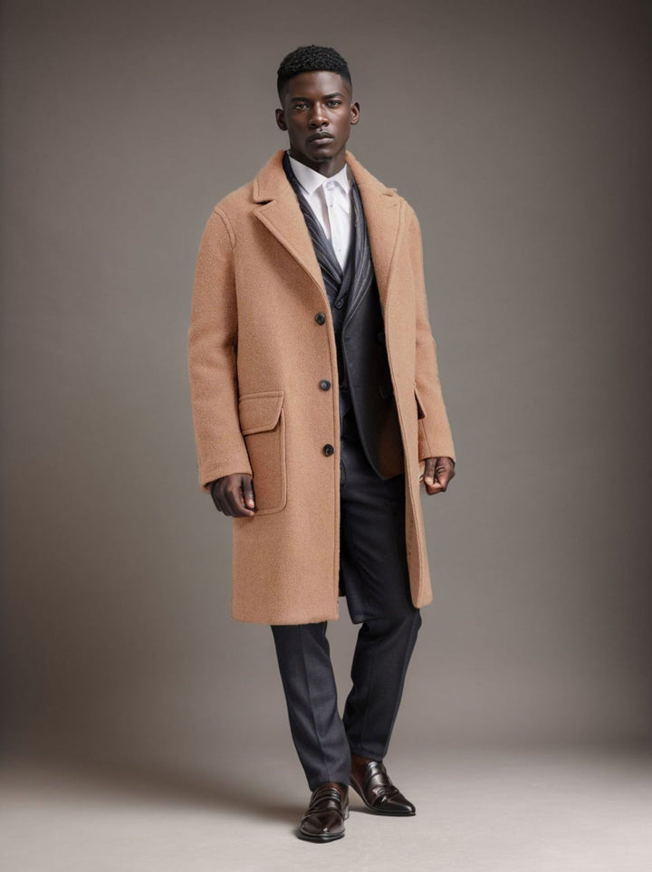 Herren eleganter Wollmantel mit modernem Schnitt und praktischen Taschen Aliams