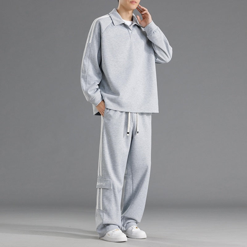 Herren Sportliches Freizeit-Set mit hohem Kragen und praktischen Taschen Aliams