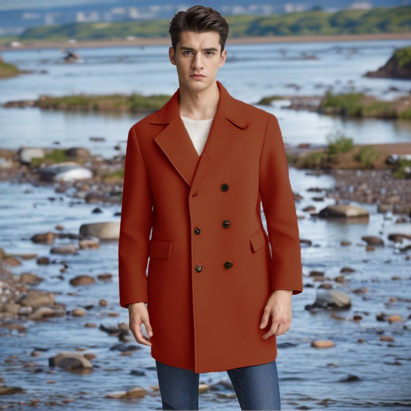 Herren eleganter Doppelt-geknöpfter Wollmantel Aliams