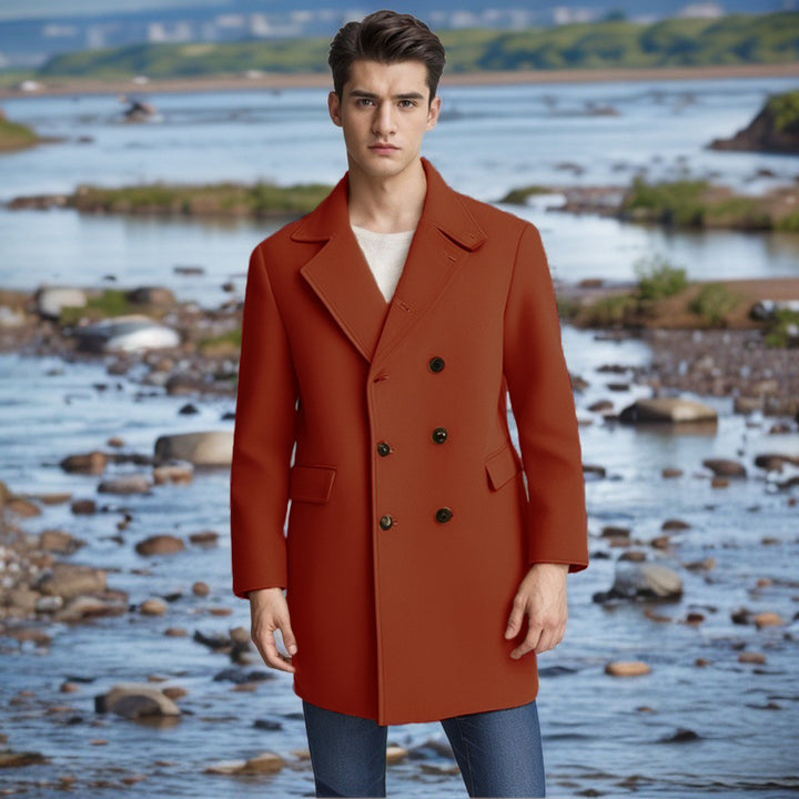 Herren eleganter Doppelt-geknöpfter Wollmantel Aliams