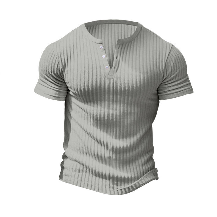 Herren Kurzarm Henley-T-Shirt mit strukturiertem Rippdesign Aliams
