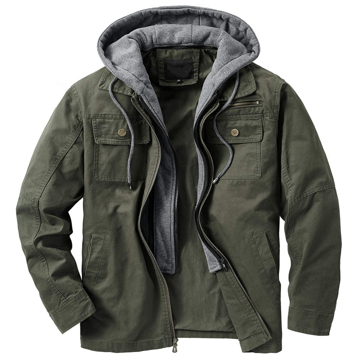 Herren vielseitige Übergangsjacke mit integrierter Kapuze und praktischen Taschen Aliams
